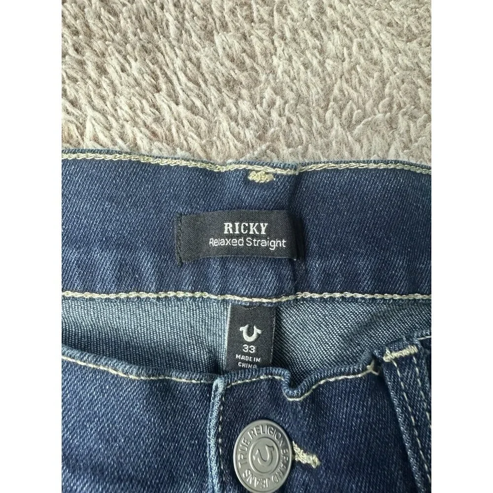 True Religion Ricky SN Flap Straight Jeans Men’s 33 Blue NWT $159